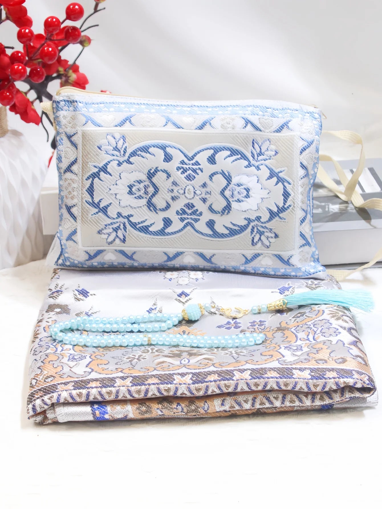 Prayer Rug With Prayer Beads with Travel Bag